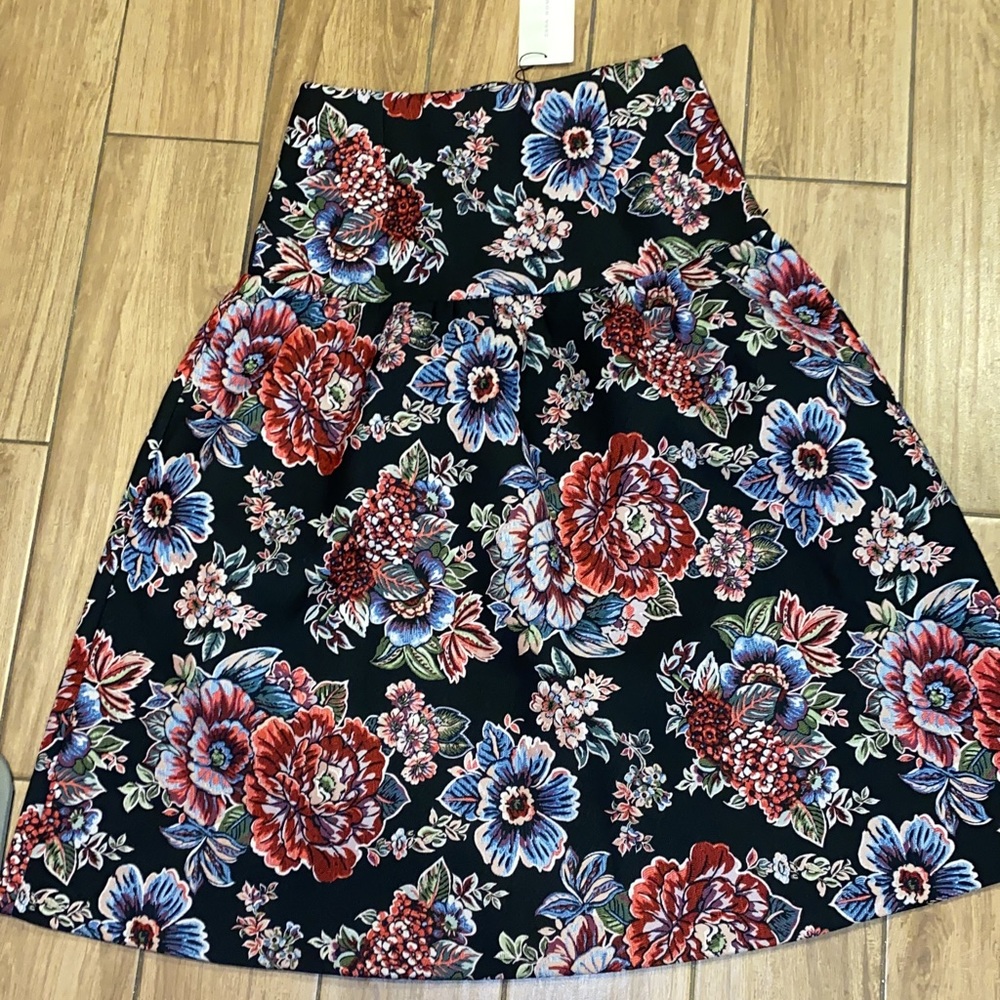Zara Drop-Waist Brocade Midi Skirt